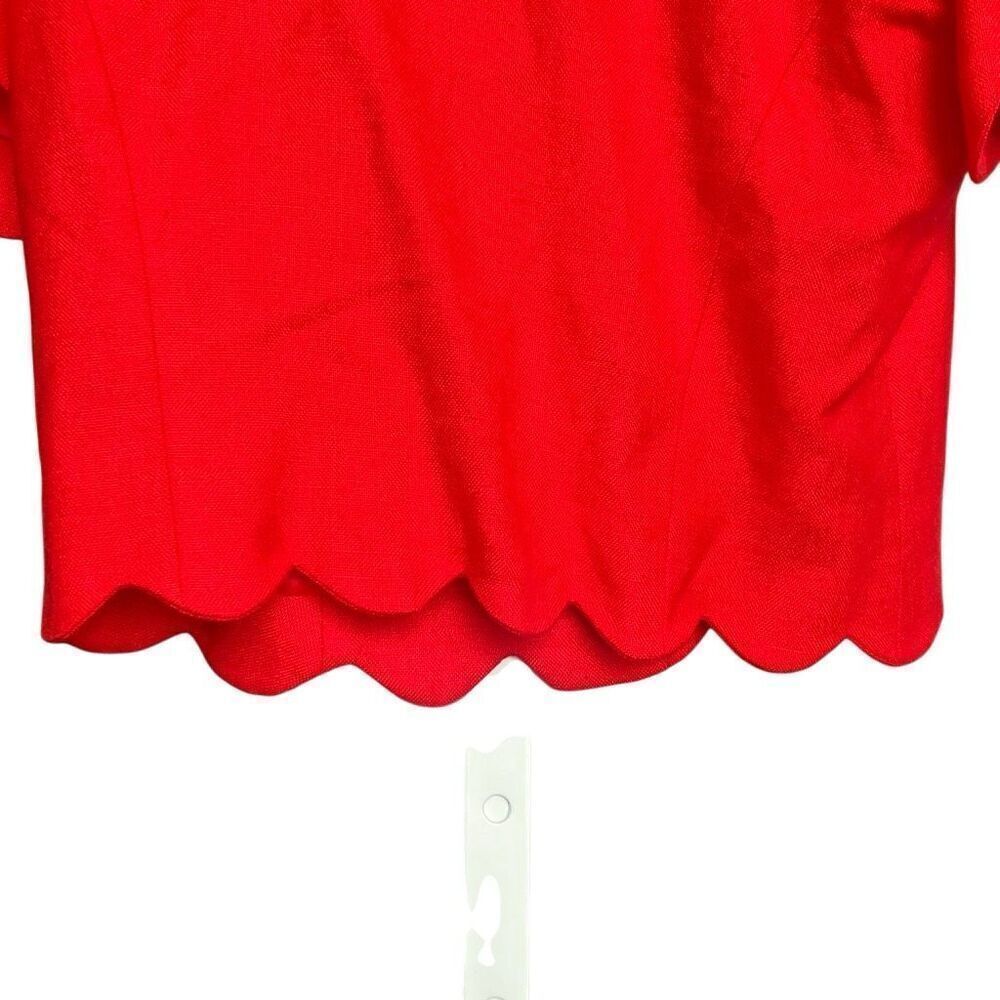 Richard Warren vintage Scoop Neck Red scalloped hem button down back Blazer 4 #7 - Picture 2 of 6
